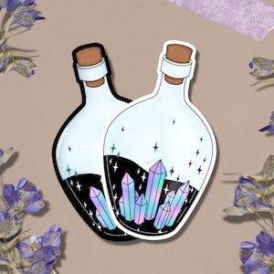 Crystal Potion Bottle Sticker, Crystal Sticker, Crystal Art, Gemstone Sticker, Sticker for Crystal Lover, Magic Potion Bottle Sticker