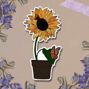 Sunflower Sticker, Floral Stickers, Plant Stickers, Sunflower Vinyl Decal, Happy Sticker, Plant Lover Gift, Flower Sticker, Plant Mom Gift