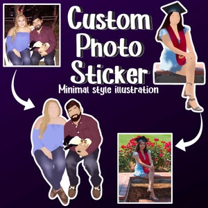 Custom Photo Sticker, Minimalistic Portrait Illustration, Personalized Photo Gift, Custom Wedding Gift for Couple, Anniversary Gift for Wife