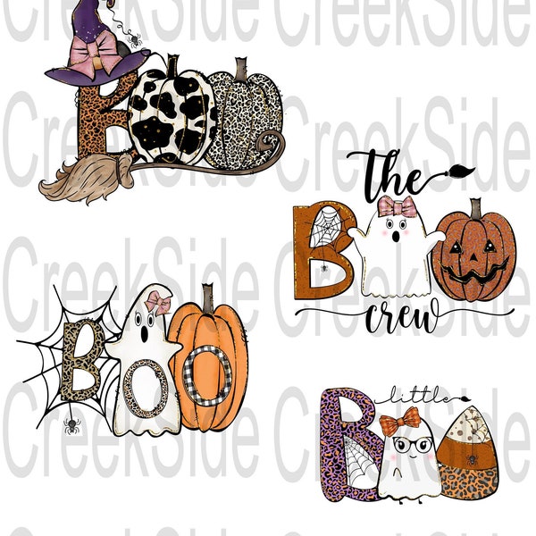 Halloween Sublimation Transfers-Ready To Press-Boo-The Boo Crew-Little Boo-Ghosts And Witches-Halloween Tshirt Design-Creekside Transfers