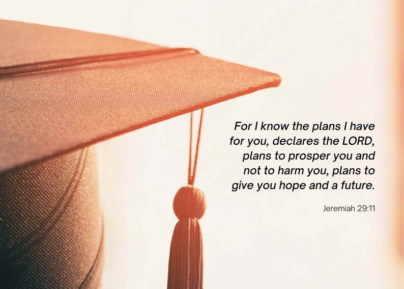 Christian Graduation Card, 5x7, Printable PDF/PNG Files Scripture ...