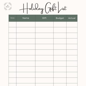 Holiday Gift List