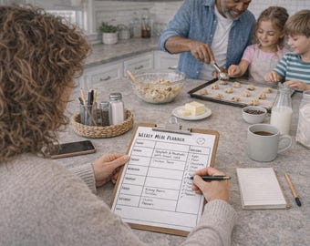 Stress Free Meal Planning System, Weekly Meal Planner & Grocer List Printable, Family Meal Organizer, Save Time and Money