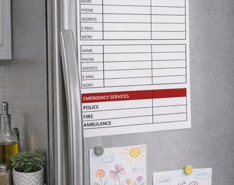 Emergency Contact Sheet  (Digital Download)