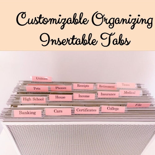 Organizing File Folder Labels Tabs customizable Printable Etsy