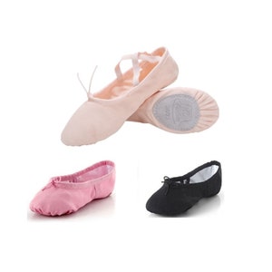 Children's Canvas Ballet Slippers / Split Sole / Dance / Ballet / Jazz / Movement / Toddler / Kids / Sizes US 3-13 EU 18-30