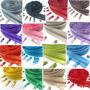 Sz #5 Zipper Kit / Custom Length / Nylon Coil / Sewing / Clothing / Bags