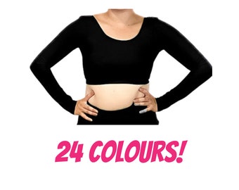Adult Long Sleeve Crop Top / Sports Bra / Dance / Gymnastics / Athletic / 24 Colours / Sizes XS - XL / Add Lining