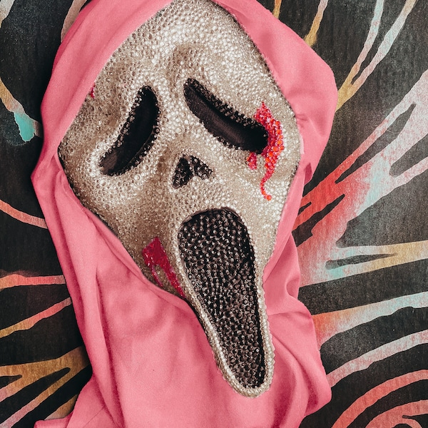 PINK Crystalized bedazzled bling Bloody Scream Ghostface Mask