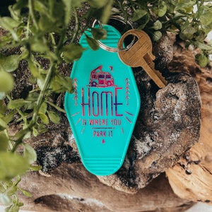 Camping Hotel Retro Motel Key chain Camping Hotel key tag Camping Key Fob