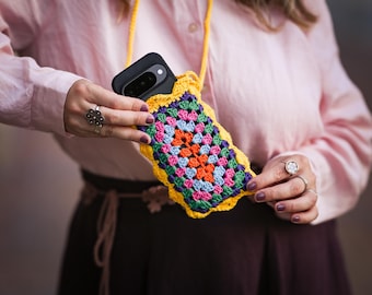 Phone Case Crochet Pattern | Happy Granny Square Phone Pouch | Digital PDF - English Only