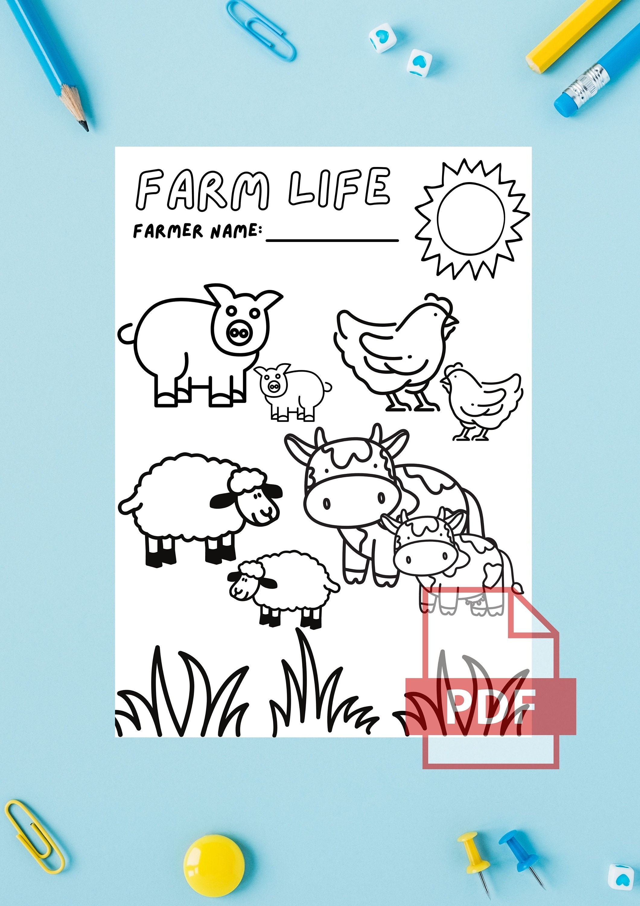 Farm Animals Colouring in | Printable Sheets - Etsy