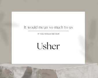 Usher Proposal Card Modern Wedding DIY PRINTABLE Minimalist Design Instant Download