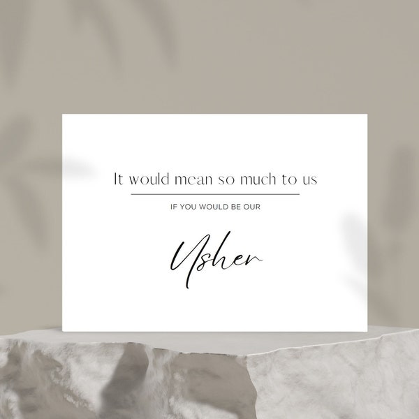 Wedding Usher Proposal Card Script Font PRINTABLE Instant Download