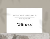 Wedding Witness Proposal Card Modern Minimalist Design PRINTABLE Instant Download