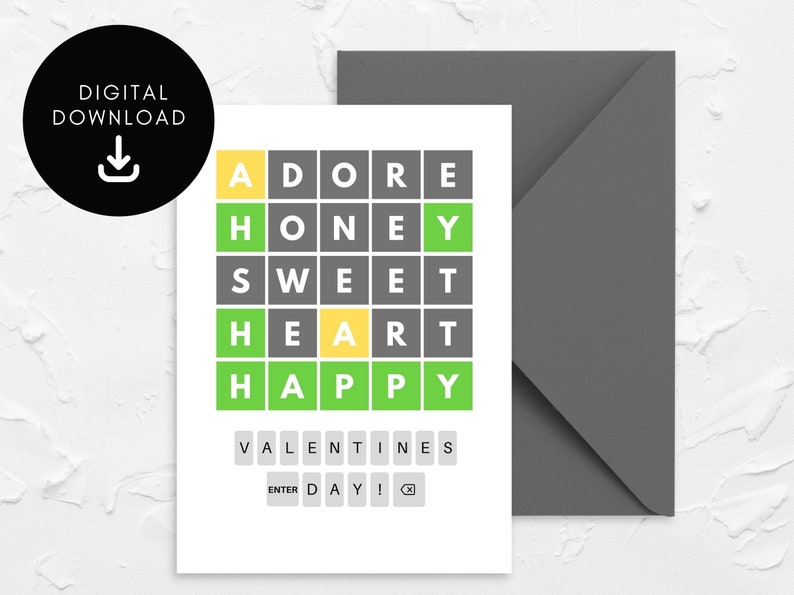 Wordle Valentines Day Card Printable Instant Download - Etsy