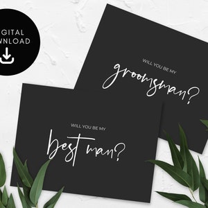 Best Man & Groomsmen Proposal Cards, Modern, Hand Written Design, PRINTABLE, Instant Download