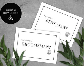 Best Man and Groomsmen Proposal Cards Modern Minimalist Design PRINTABLE Instant Download