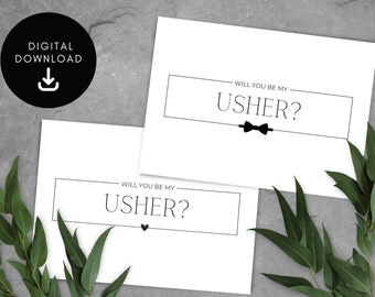 Will You Be My Usher Proposal Card, Modern, Minimalist Design, PRINTABLE, Instant Download