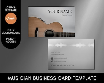 Musician Business Card Template, Editable Canva Template, Instant Access