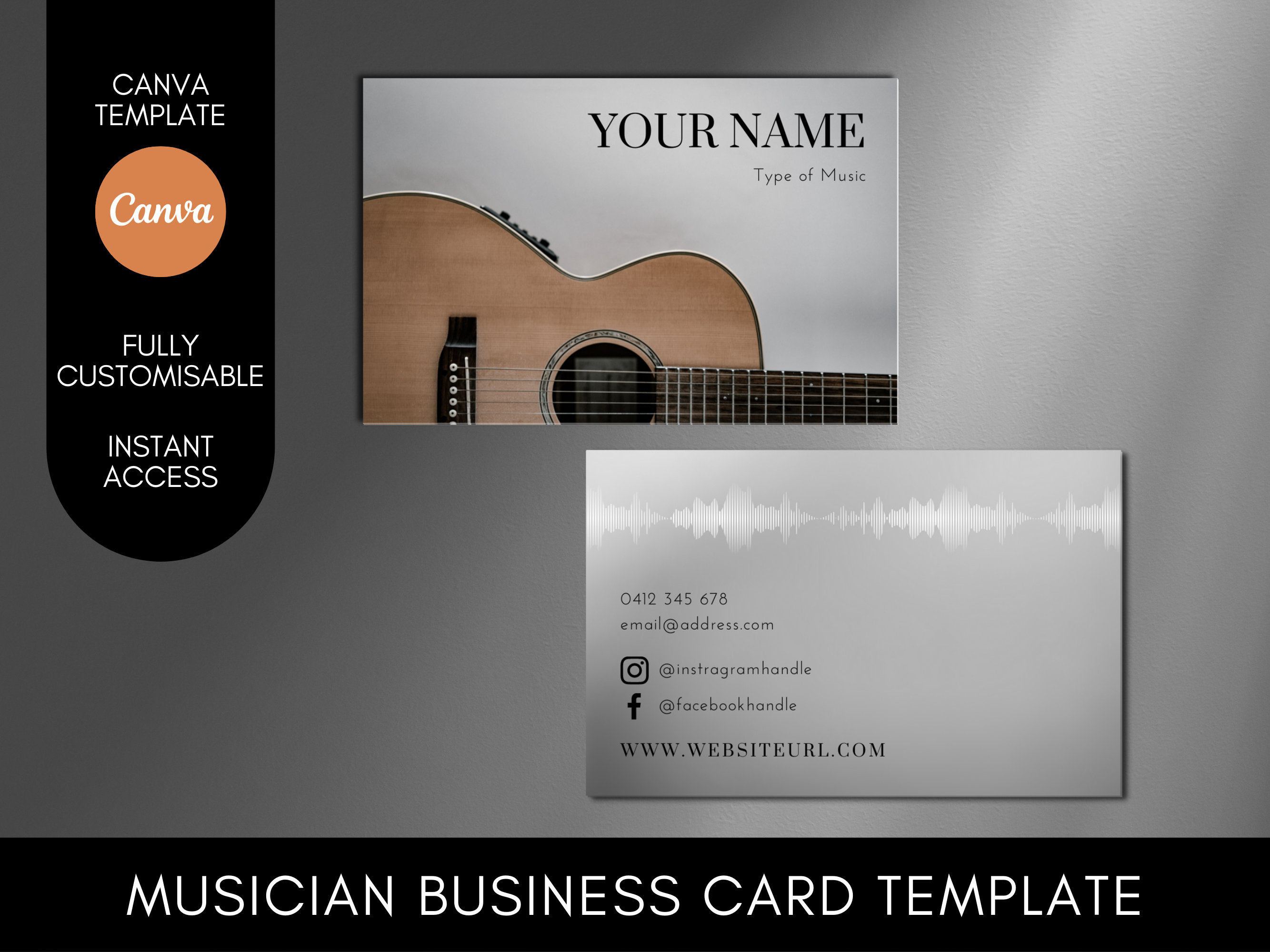 Musician Business Card Template Editable Canva Template Instant