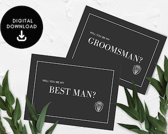 Groomsmen Proposal Cards, Minimalist Wedding Party (Printable, Instant Download)