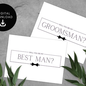 Best Man & Groomsmen Proposal Cards, Modern, Minimalist Design, PRINTABLE, Instant Download