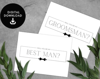 Best Man & Groomsmen Proposal Cards, Modern, Minimalist Design, PRINTABLE, Instant Download