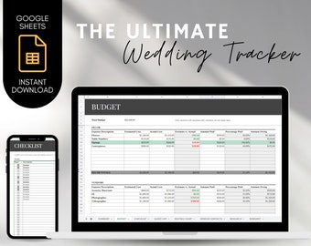 Wedding Planner Spreadsheet Tracker Template, Wedding Organizer Budget Checklist Tool, Instant Download
