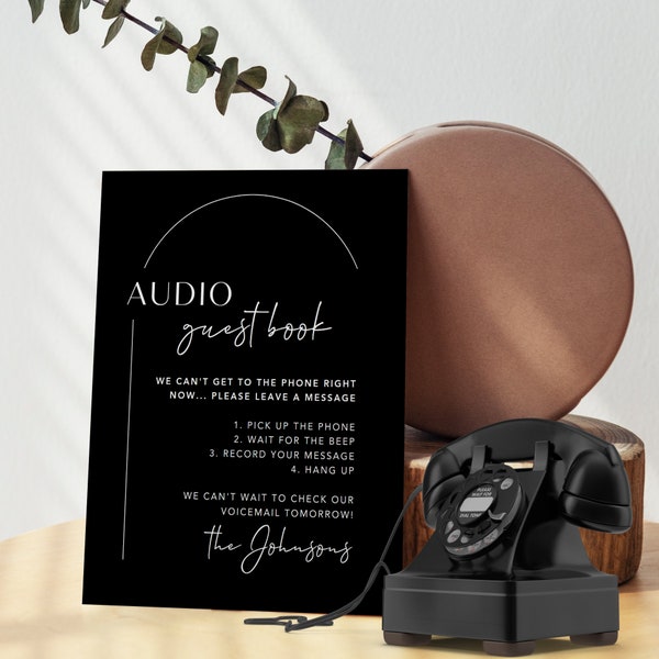 Audio Guestbook Wedding Sign for Modern Bride Printed on Artboard with Optional Wooden Stand Stand