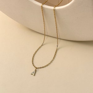 Stainless steel necklace initial alphabet letter personalized first name in gold zircon