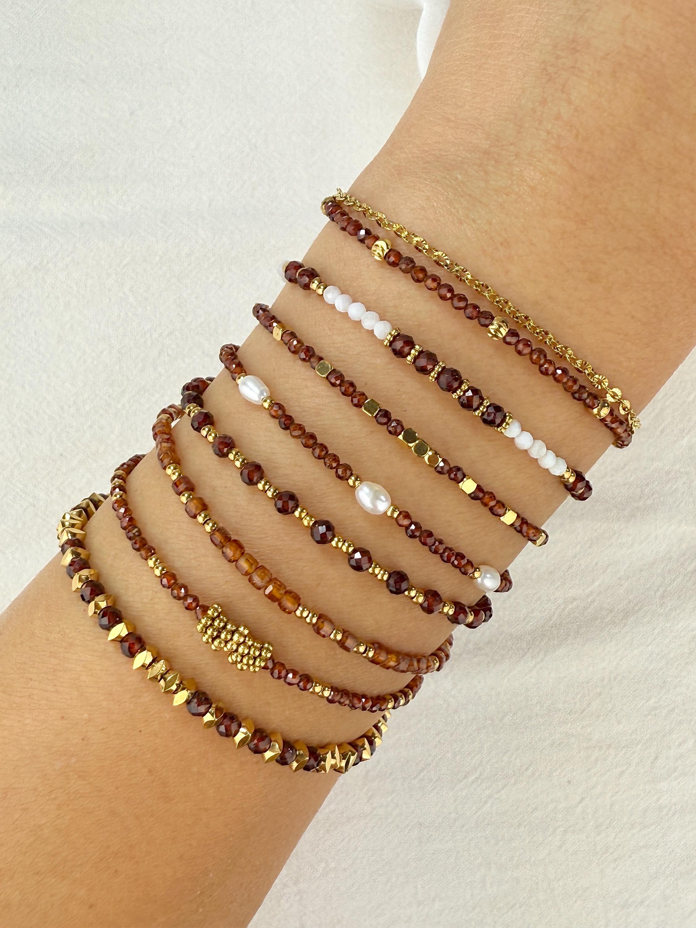 55cm Perle de Grenat Hessonite naturel chips Gemmes Aventures