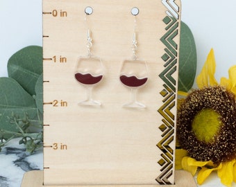 Wine Glass Earrings, Red Wine Earrings, Wine Lover Earrings, Gift