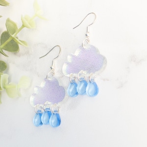 Lightweight Acrylic Iridescent Raincloud Earrings – Dreamy Weather-Inspired Jewelry