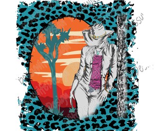 Desert Sunset Cowgirl Digital Télécharger png