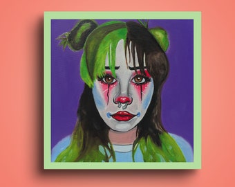 8x8 Art Gloss Print - Clown - Green