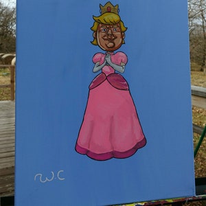 Donald Trump - Princess Impeached - Princess Peach - Mario - Satire - Mashup - Funny - 16x20 Acrylic Canvas