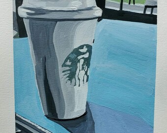 Coffee Cup Still Life Study - Gouache - 9x12