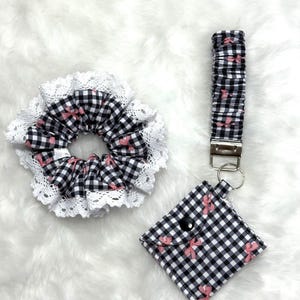 Llavero con coletero/Monedero/Coletero de encaje/Llavero con coletero/Coleteros de cuadros vichy/Minibolsito/Estuche para iPod