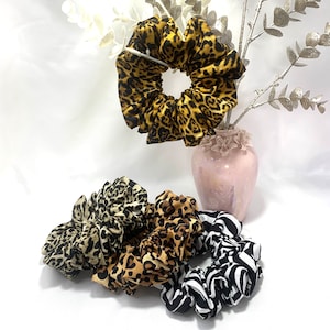 Large scrunchies, Handmade Scrunchies, Animal print Scrunchies, Scrunchies for women, Hair ties, Ladies hair accessories, Women hair ties