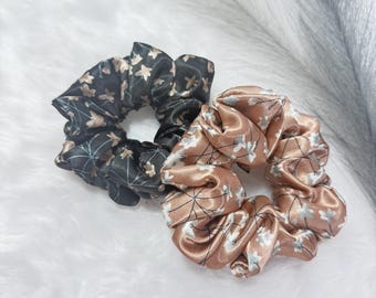 Handmade Silky Satin Scrunchie: Floral Patterned Hair Tie