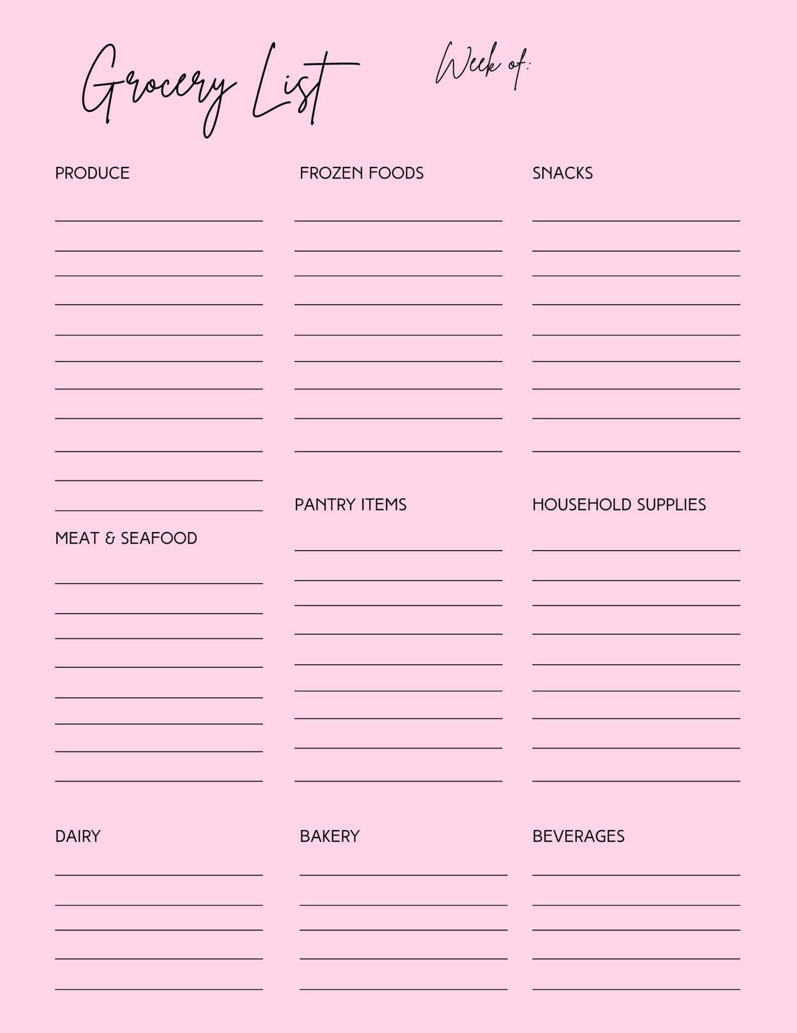 Printable Weekly Meal Plan Template With Grocery List Etsy