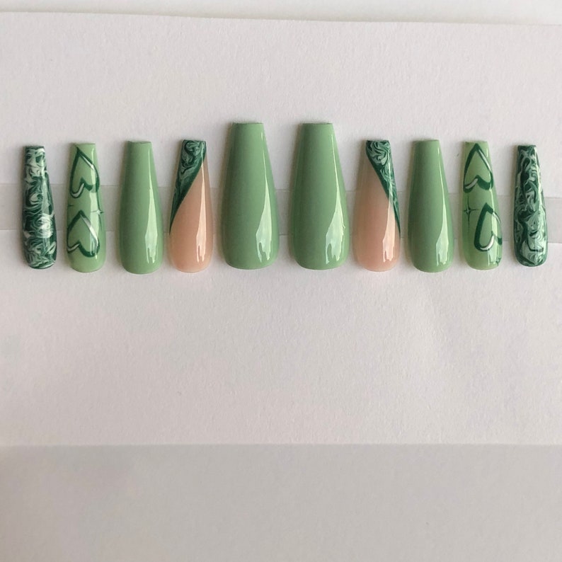 Trendy Green Press on Nails St Patricks Day Nails - Etsy