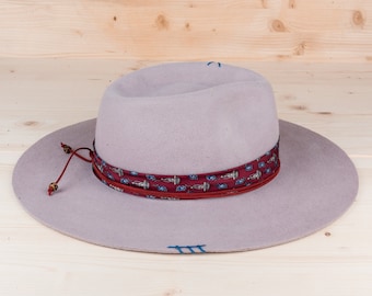 Handmade Gray Merino Wool Fedora: Unisex Wide Brim Felt Hat