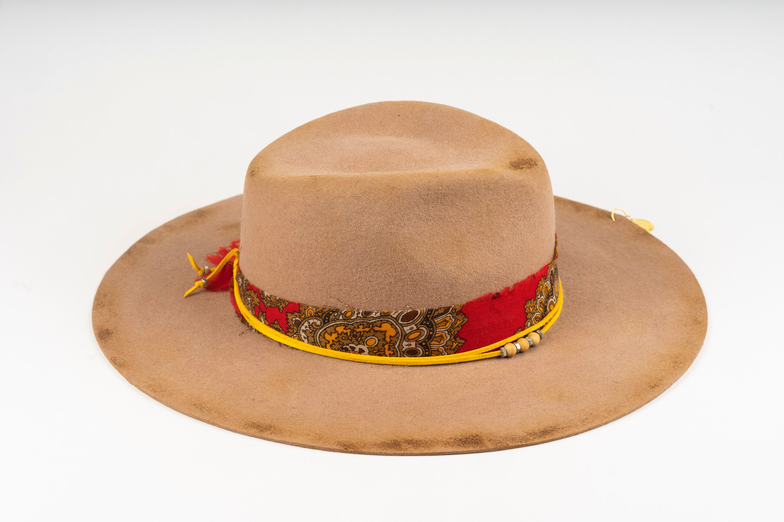 Handmade Camel Merino Wool Fedora: Unisex Wide Brim Felt Hat  display picture 2