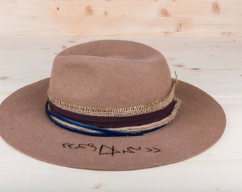 Handmade Camel Merino Wool Fedora: Unisex Wide Brim Felt Hat