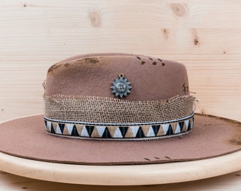 Handmade Camel Merino Wool Fedora: Unisex Wide Brim Hat
