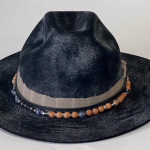 Handmade Black Merino Wool Cowboy Hat: Unisex Felt Hat