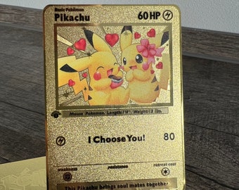 Pikachu I Choose You! I Love You Metall Geschenk Present Karte Custom Made Liebe Herz Liebeskarte Proxy