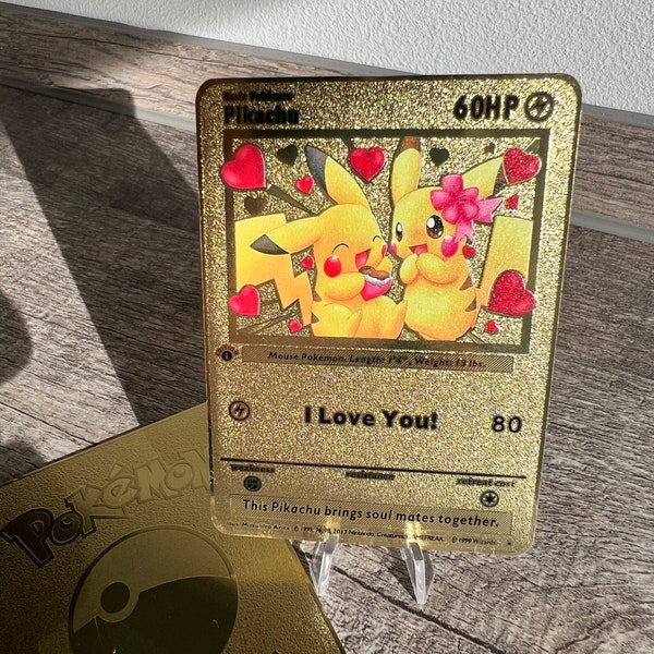 Pikachu I Love You! Choose You! Metal Pokemon trading card trading card Valentine's Day gift present